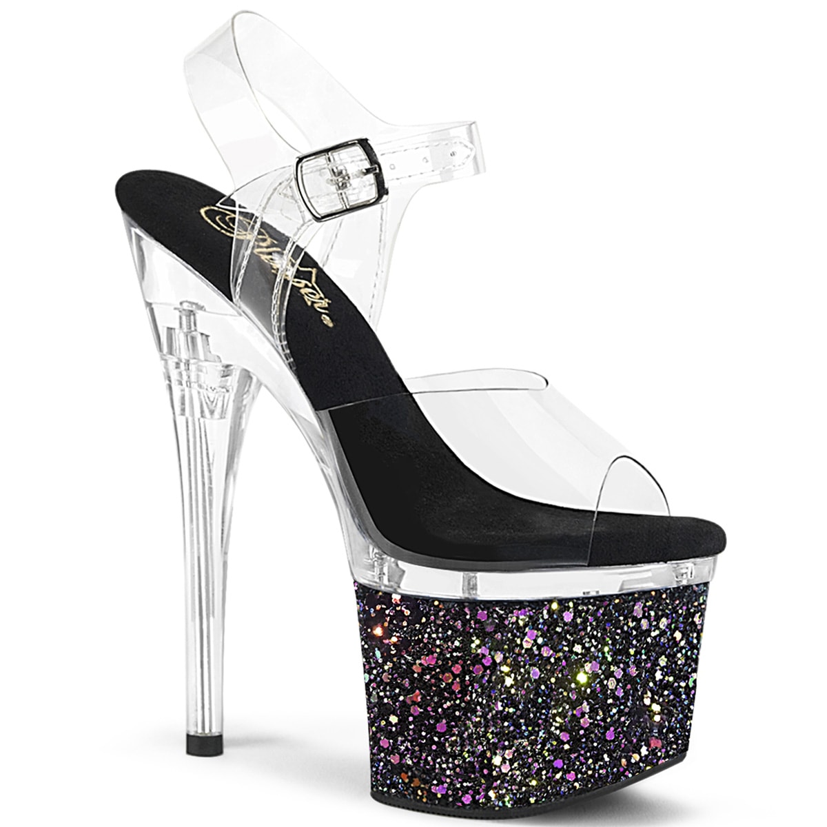 ESTEEM-708LG | 7 inch | Black Glitter Sandals PREORDER – Indelicate ...