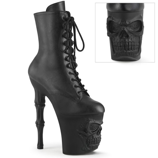 PLEASER RAPTURE-1020 | 8 inch | Bone Heel Boots Matte Black