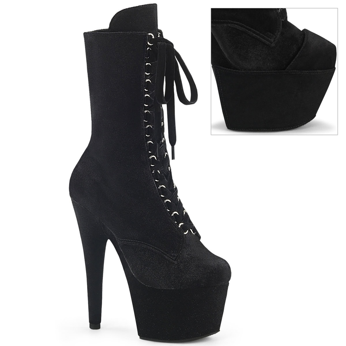 PLEASER ADORE-1045VEL | 7 inch | Balc Velvet Boots PREORDER