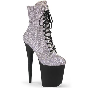 PLEASER FLAMINGO-1020RS | 8 inch | Sparkle White Boots PREORDER