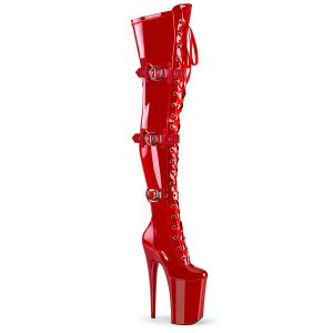 PLEASER INFINITY-3028 | 9 inch | Red Thigh-High Boots PREORDER