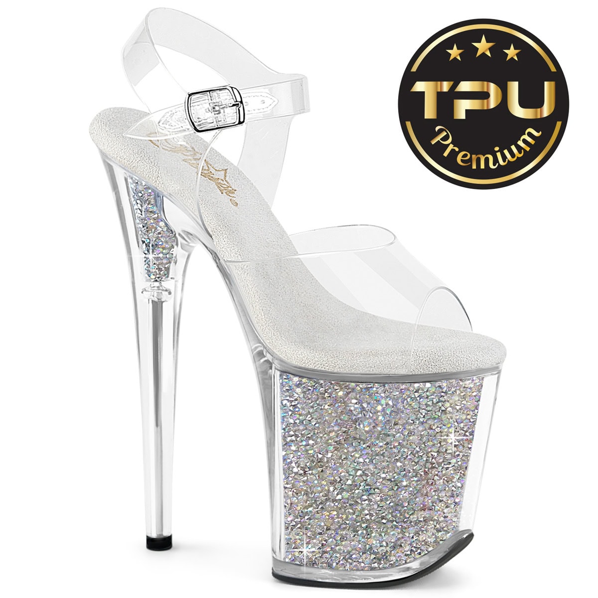 PLEASER FLAMINGO-808PREM-RSI | 8 inch | Premium TPU Diamante Platform Sandals