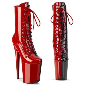 PLEASER FLAMINGO-1040TT | 8 inch | Black/Red Patent Platform Boots