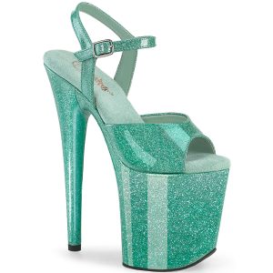 PLEASER FLAMINGO-809GP | 8 inch | Aqua Glitter Platform Sandals